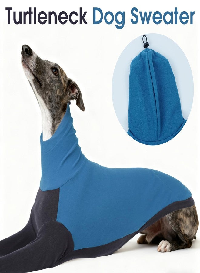 دينتران سترة صوفية برقبة عالية من دينترون للكلاب السلوقية، سترة صوفية دافئة محبوكة للكلاب السلوقية والكلاب السلوقية الإيطالية وكلاب السلوقي (مقاس XL، أزرق) - Image 2